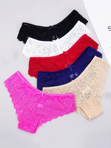 6er pack damen string spitze - 6er,